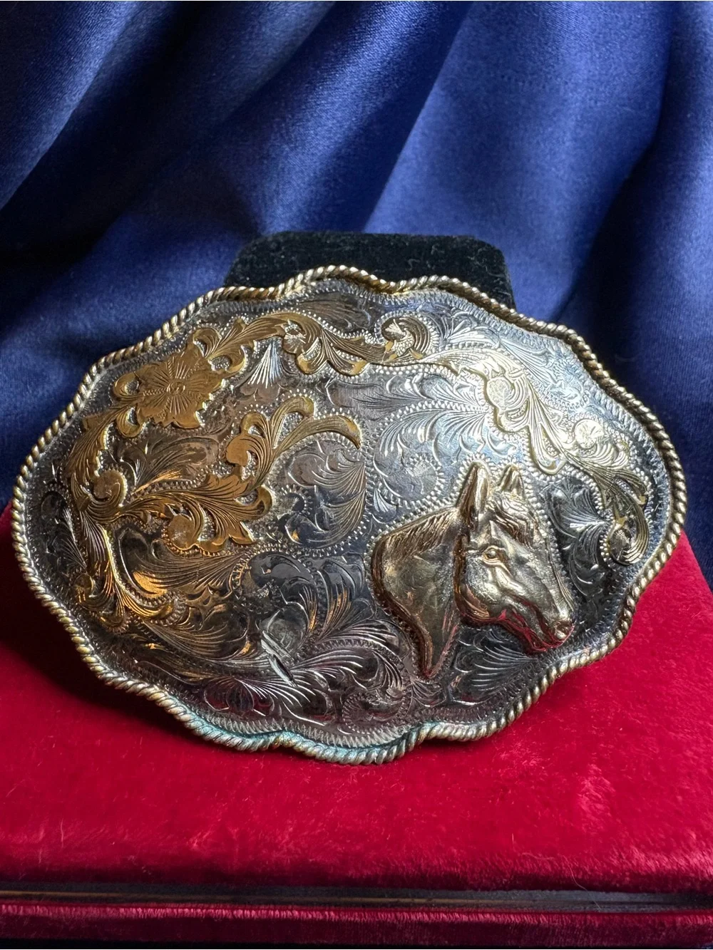 Belt Buckle Fleming Sterling Silver Overlaid Mexico Gold Filled Western Trophy
